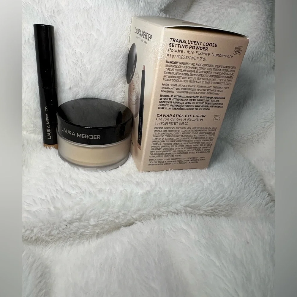 Laura Mercier Duo Caviar Eyeshadow Stick Rosegold & Translucent Setting Powder